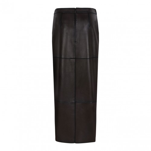 Brown Leather Pencil Skirt