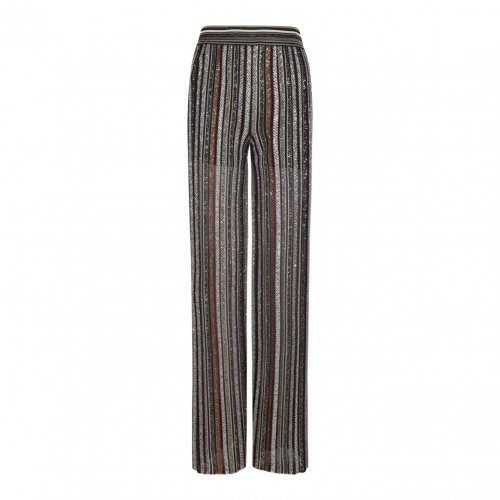 Multicolour Long Pants In Herringbone Stripe Knit
