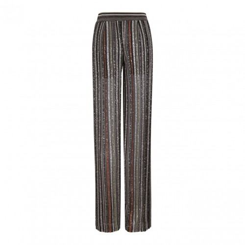 Multicolour Long Pants In Herringbone Stripe Knit 2