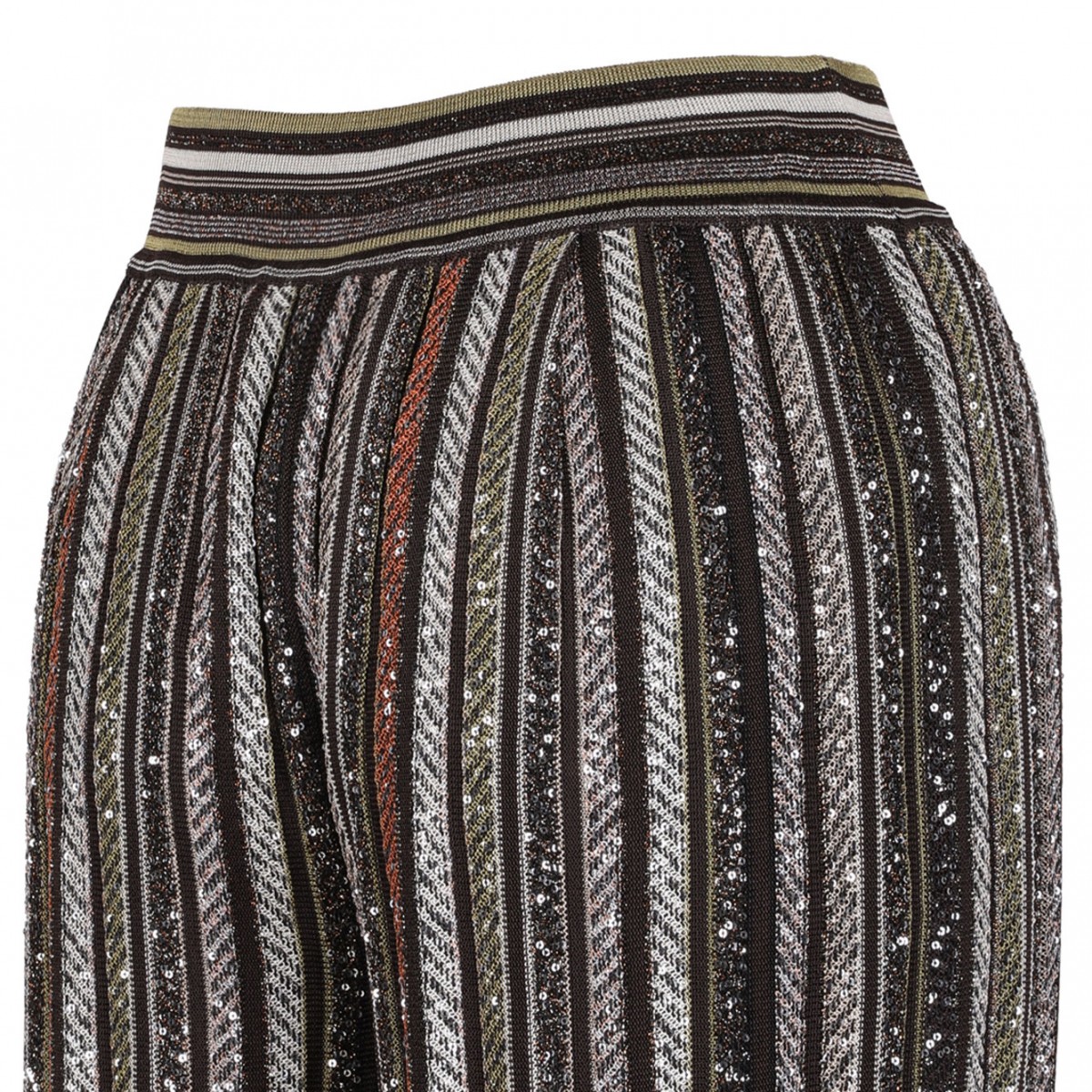 Multicolour Long Pants In Herringbone Stripe Knit