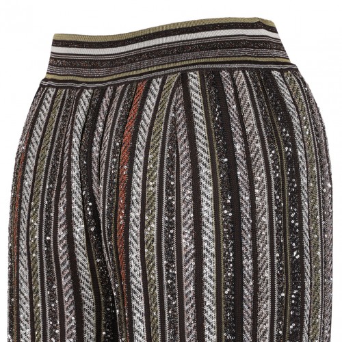 Multicolour Long Pants In Herringbone Stripe Knit