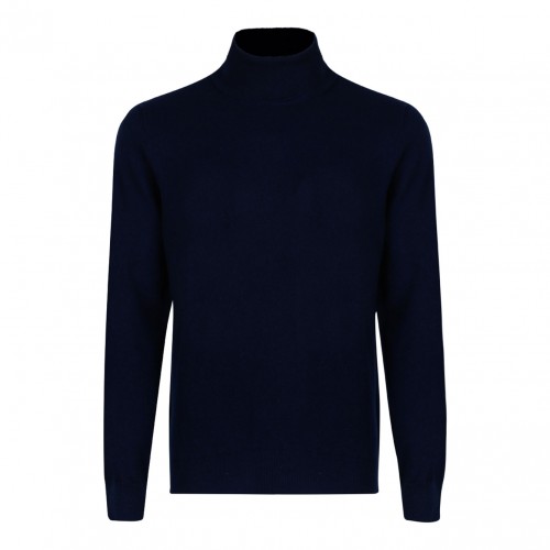 Dark Blue Knitwear High Neck Sweater