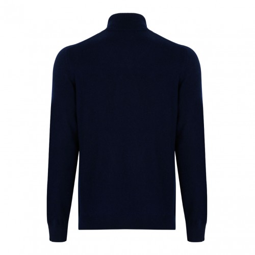 Dark Blue Knitwear High Neck Sweater 2