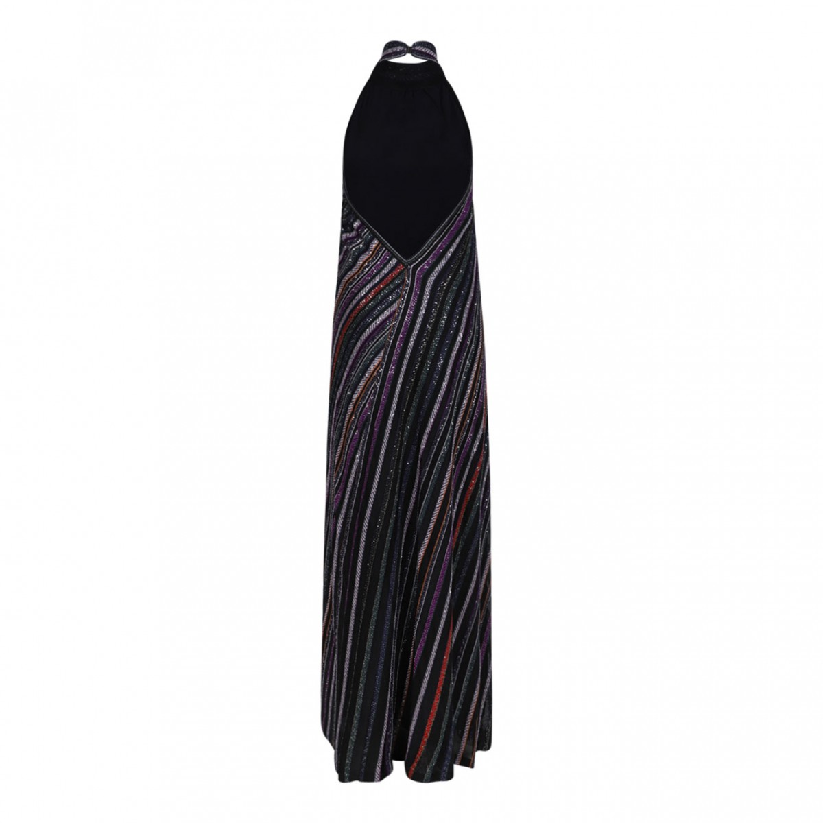 Multicolour Long Dress With Halter Neck