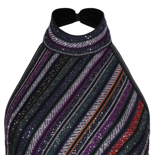 Multicolour Long Dress With Halter Neck