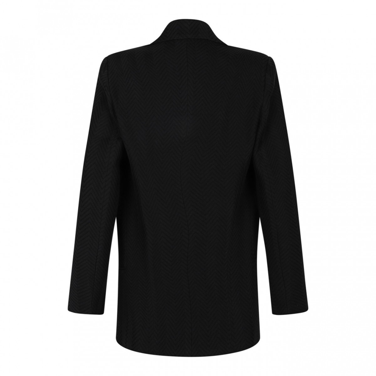 Blue Single-Breasted Blazer With Zigzag Pattern