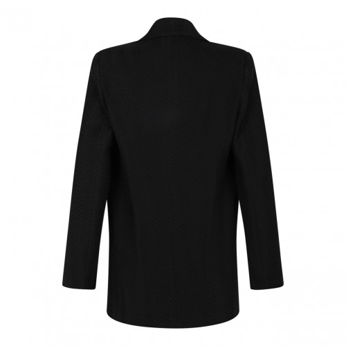 Blue Single-Breasted Blazer With Zigzag Pattern