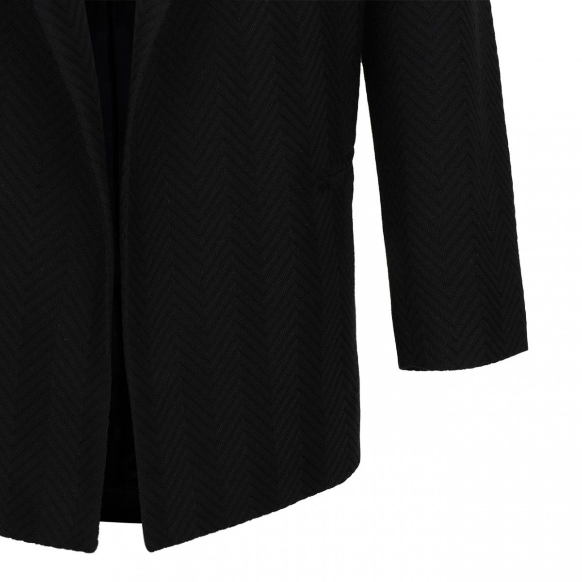 Blue Single-Breasted Blazer With Zigzag Pattern