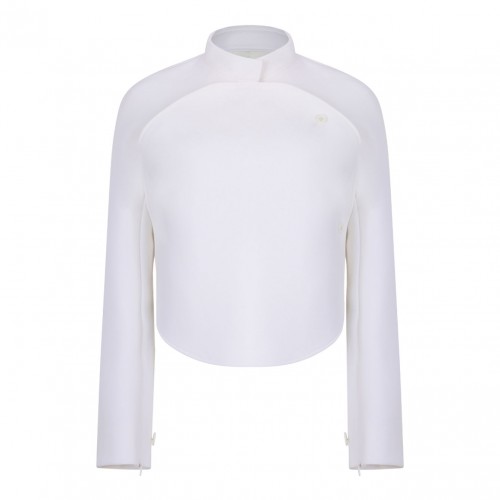Ivory White Circle Asymmetrical Jacket