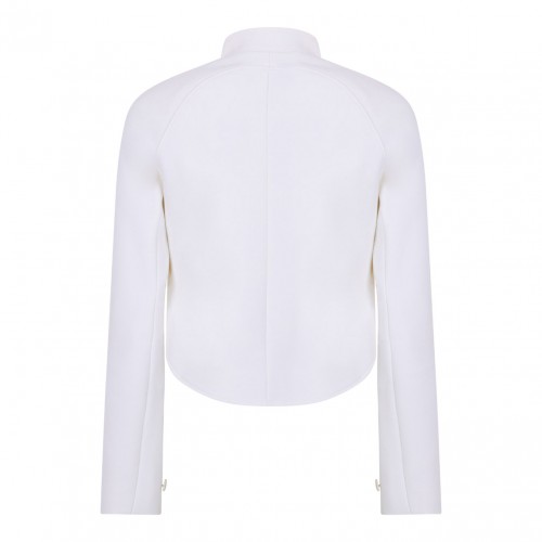 Ivory White Circle Asymmetrical Jacket