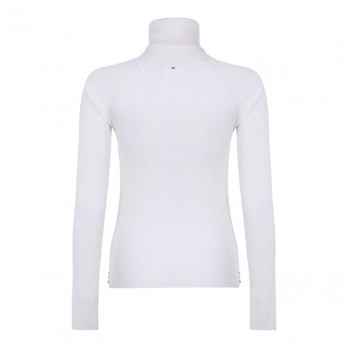 White Sweater With Zip-Up High Neck Detail 2