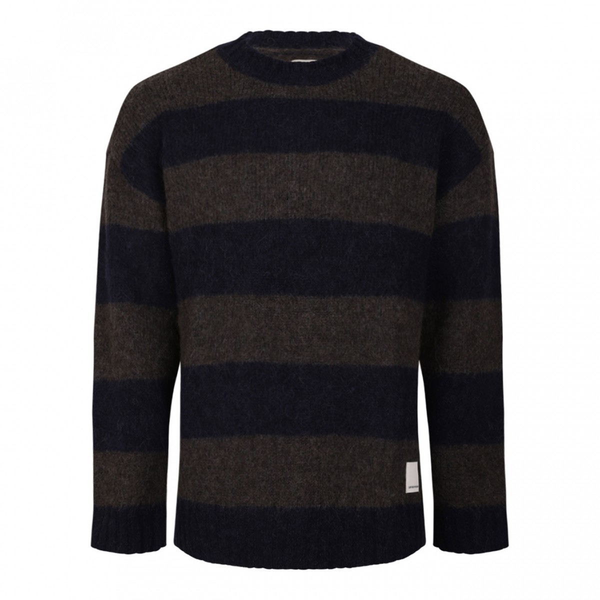 Navy and Brown Striped Wool Sweater