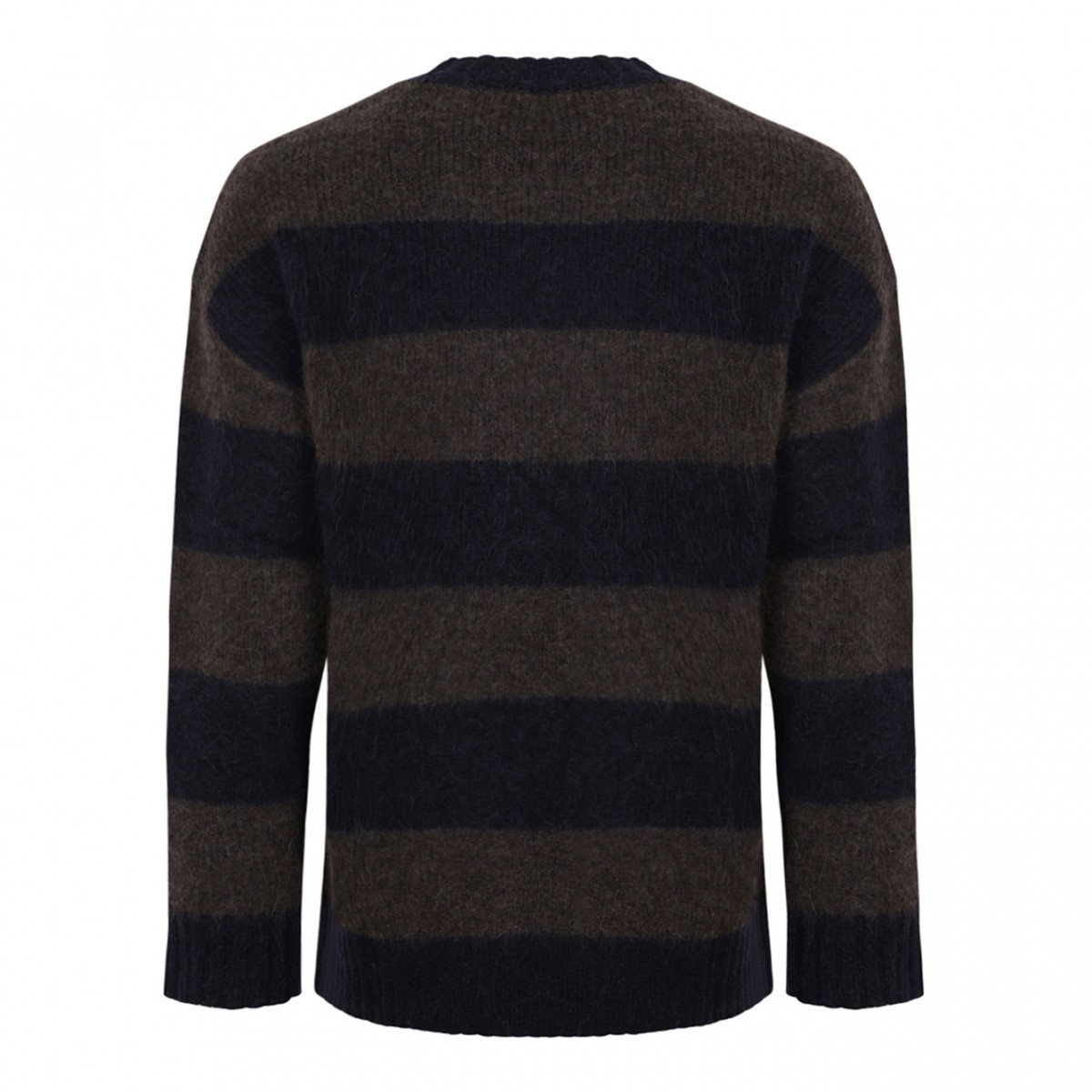 Navy and Brown Striped Wool Sweater