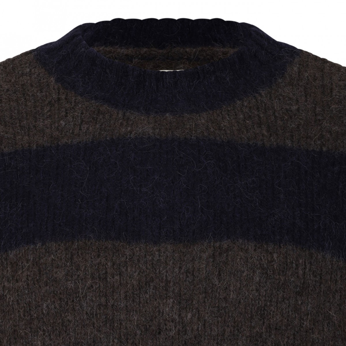 Navy and Brown Striped Wool Sweater
