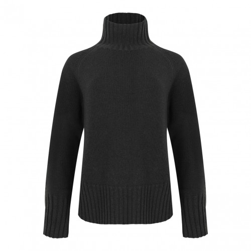 Dark Green Wool And Cashmere Yarn Polo-Neck Sweater