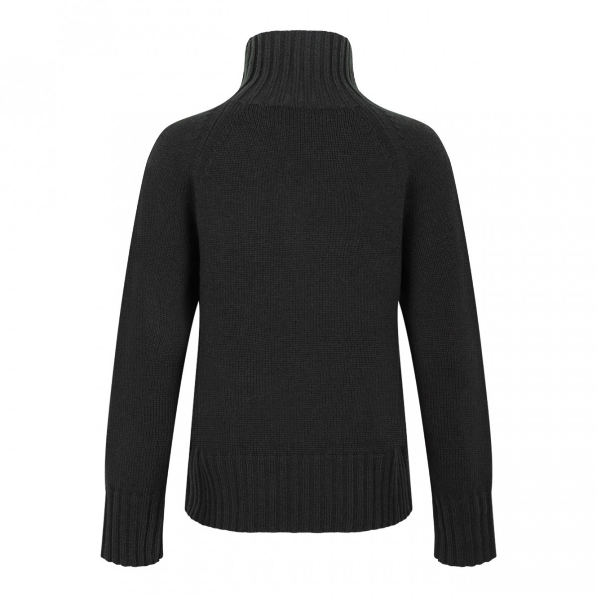 Dark Green Wool And Cashmere Yarn Polo-Neck Sweater