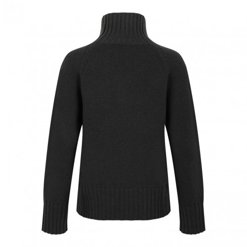 Dark Green Wool And Cashmere Yarn Polo-Neck Sweater