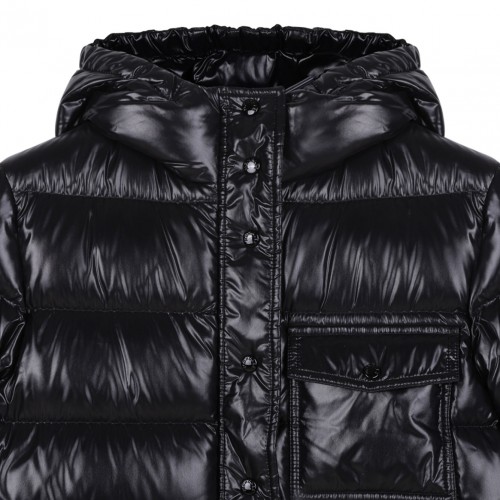 Black Hooded Quilted Coat
