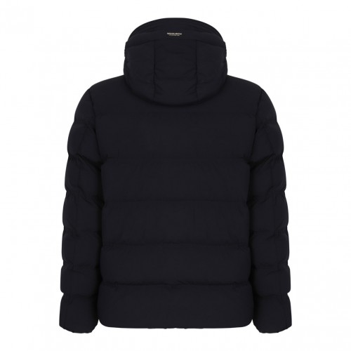 Black Stretch Hooded Puffer Jacket 2