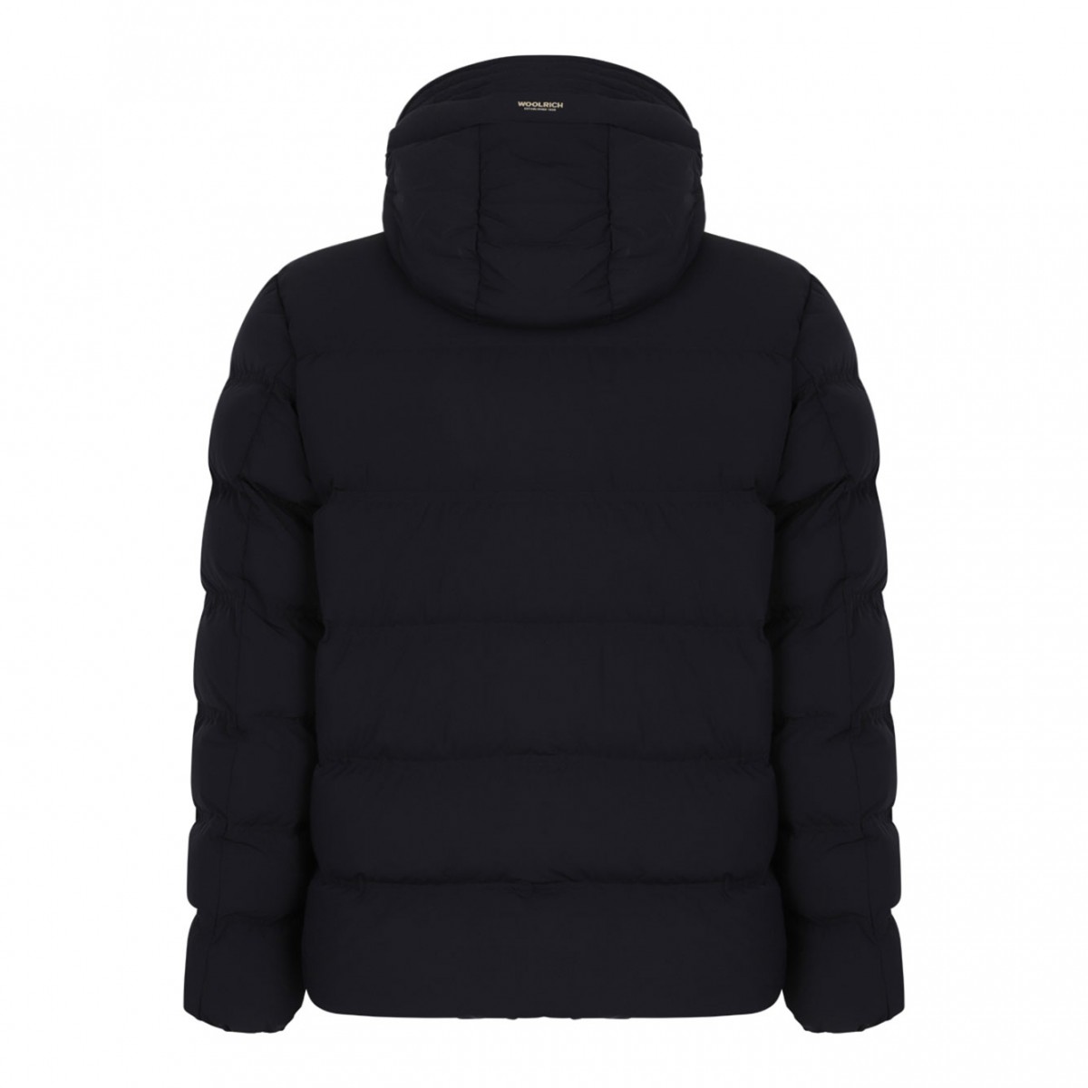 Black Stretch Hooded Puffer Jacket