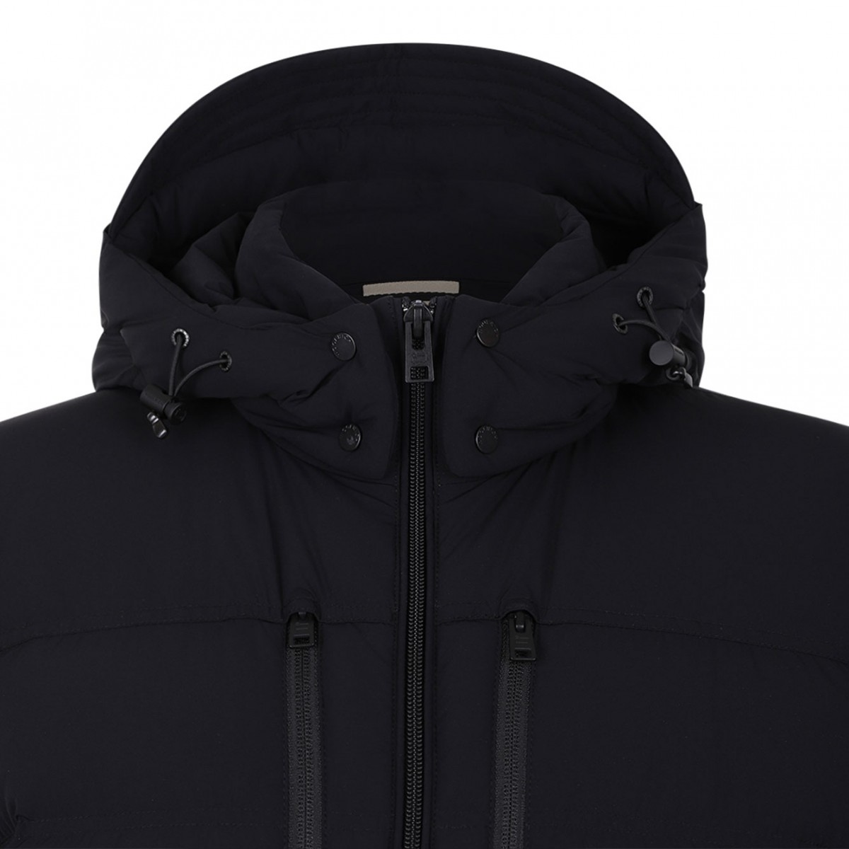 Black Stretch Hooded Puffer Jacket