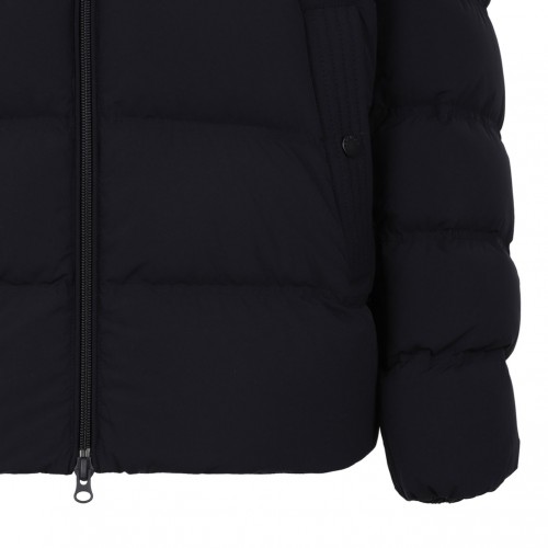 Black Stretch Hooded Puffer Jacket