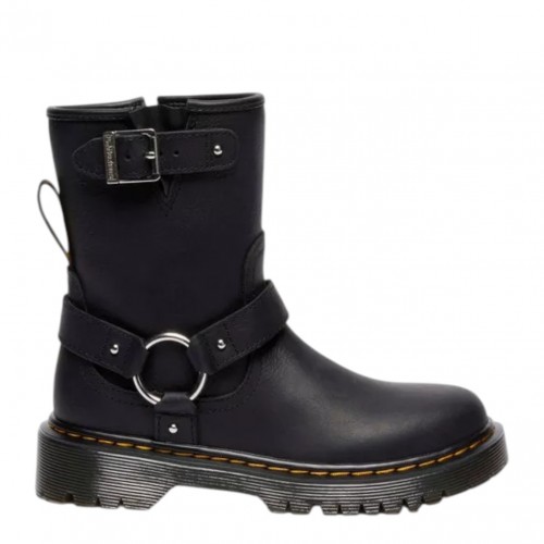 Black Geneya Junior Leather Biker Boots