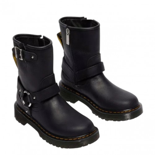 Black Geneya Junior Leather Biker Boots 2