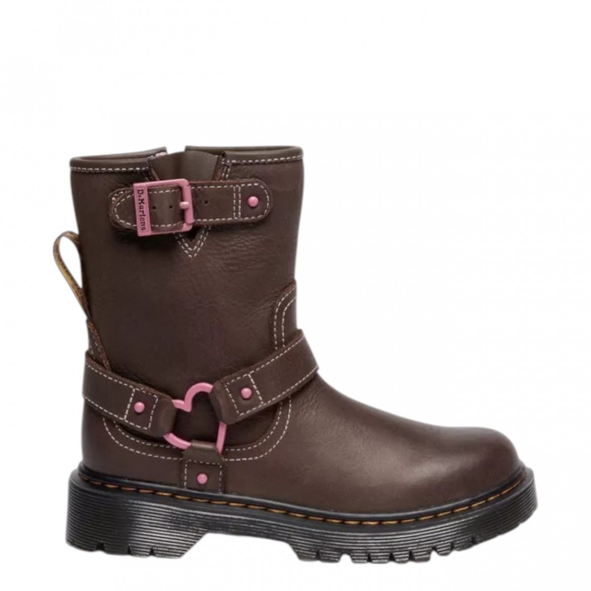 Dark Brown Genaya Leather Biker Boots