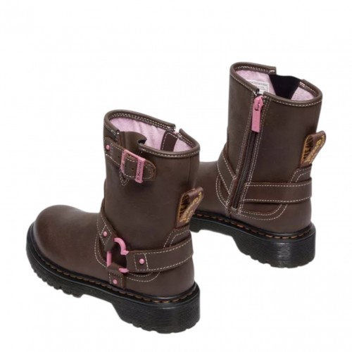 Dark Brown Genaya Leather Biker Boots