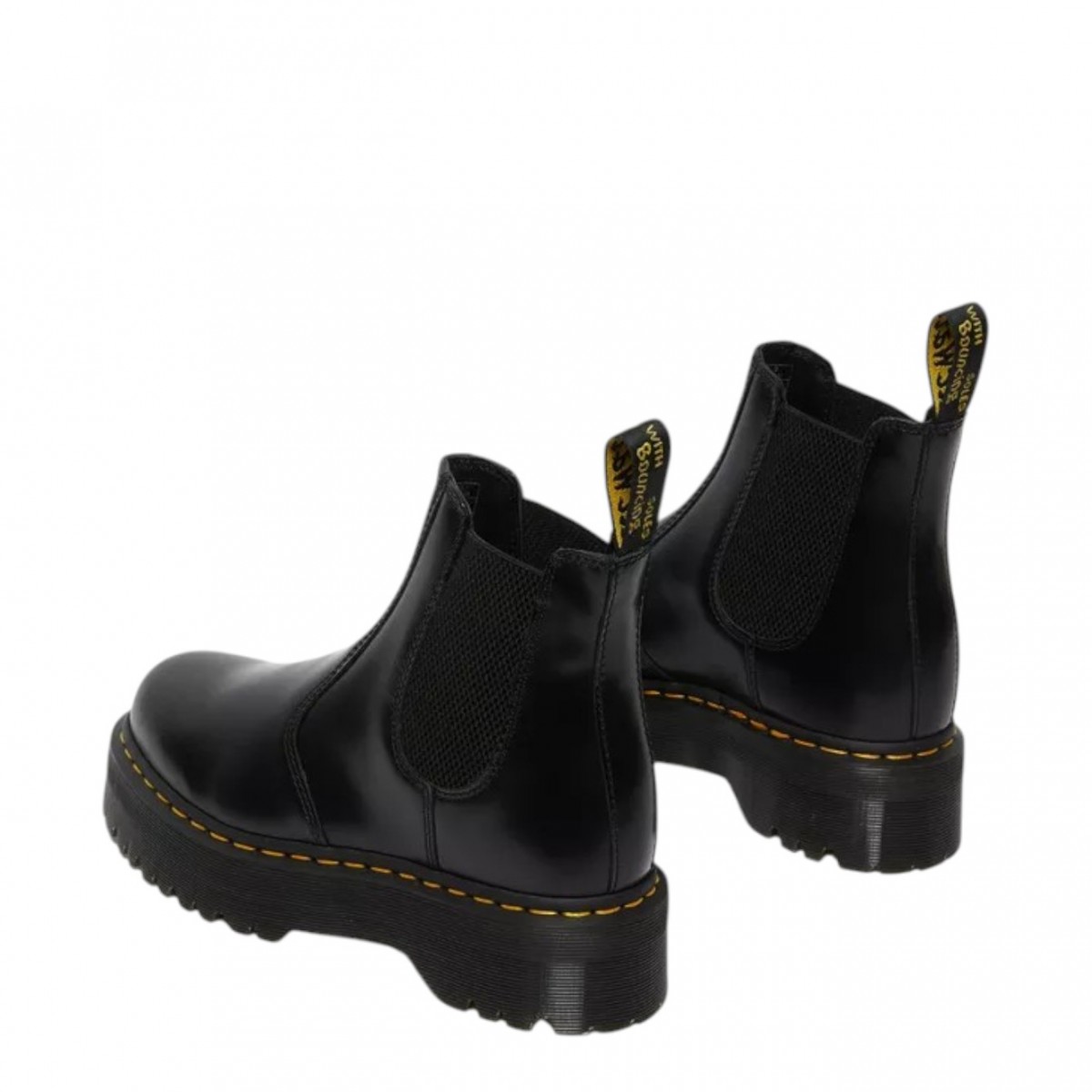 Black 2976 Smooth Leather Quad Platform Chelsea Boots