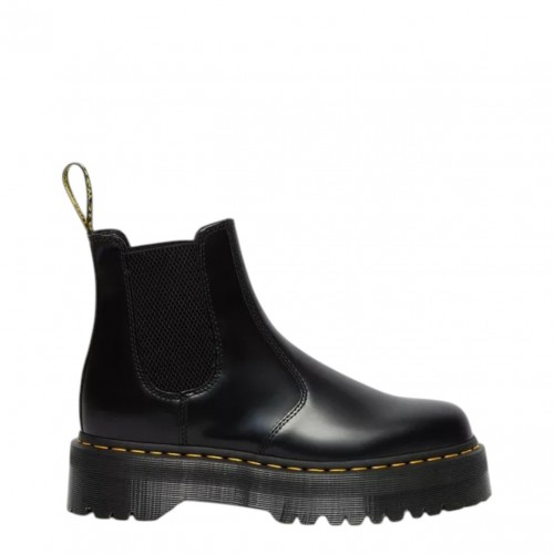 Black 2976 Smooth Leather Quad Platform Chelsea Boots