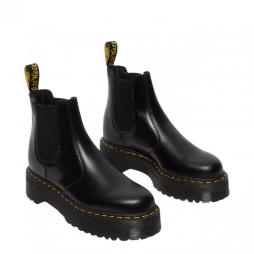 Black 2976 Smooth Leather Quad Platform Chelsea Boots 2