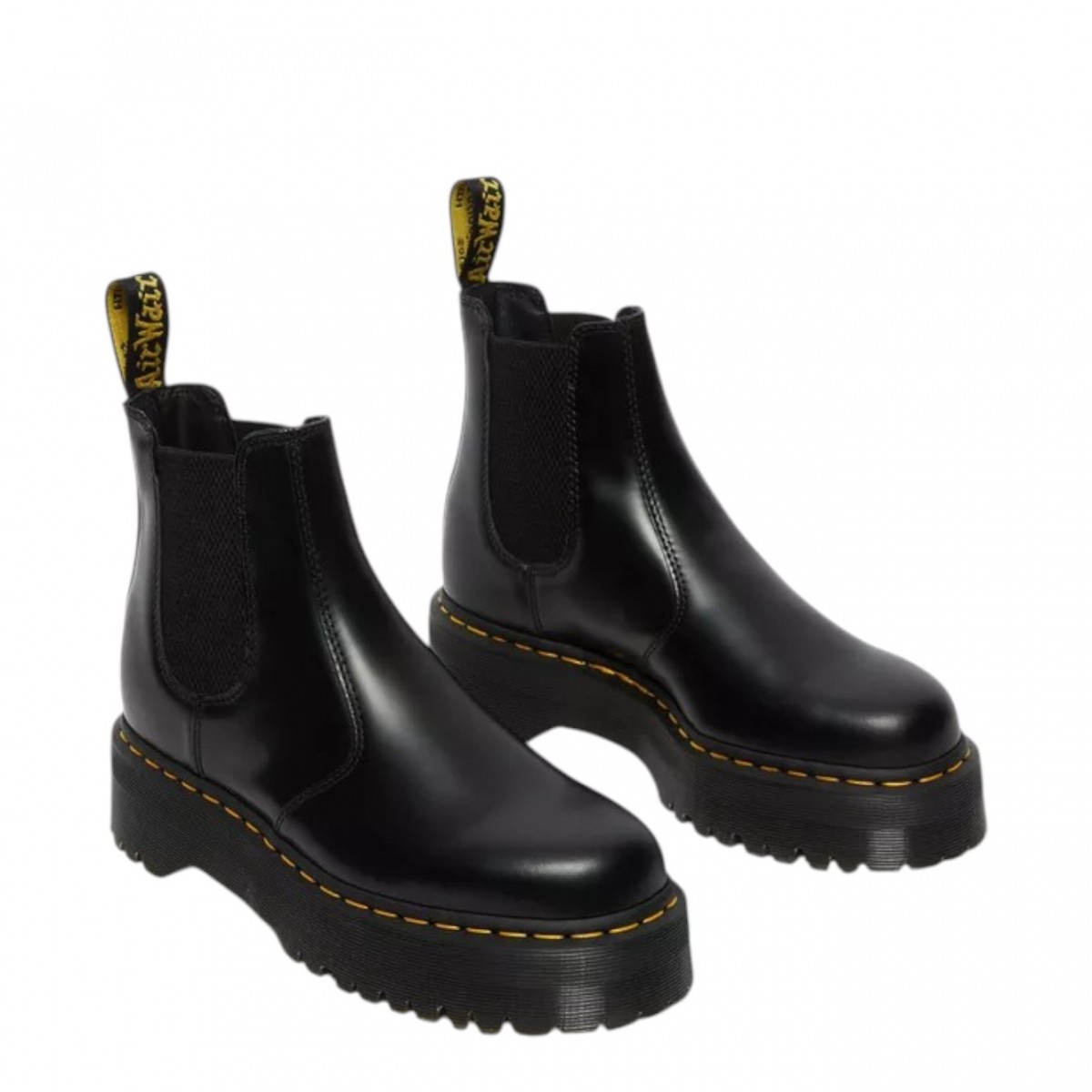 Black 2976 Smooth Leather Quad Platform Chelsea Boots