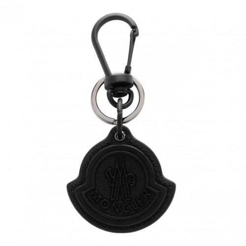 Black Leather Key Ring With Logo