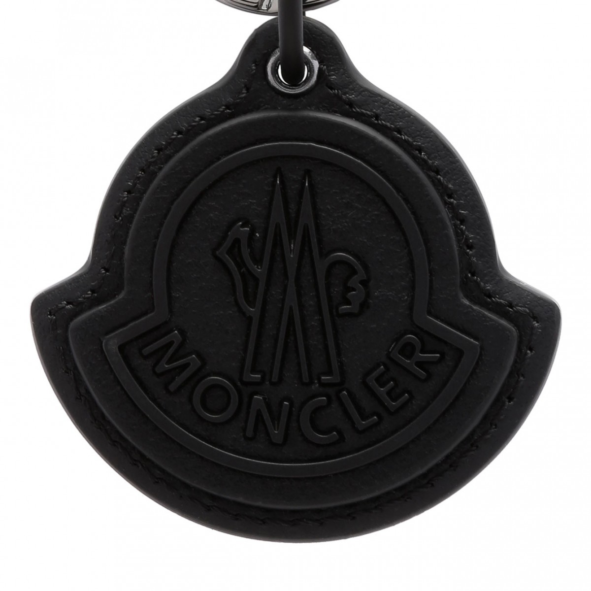 Black Leather Key Ring With Logo