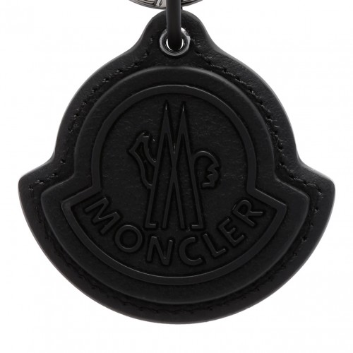 Black Leather Key Ring With Logo