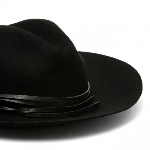 Black Hat With Leather Strap 2