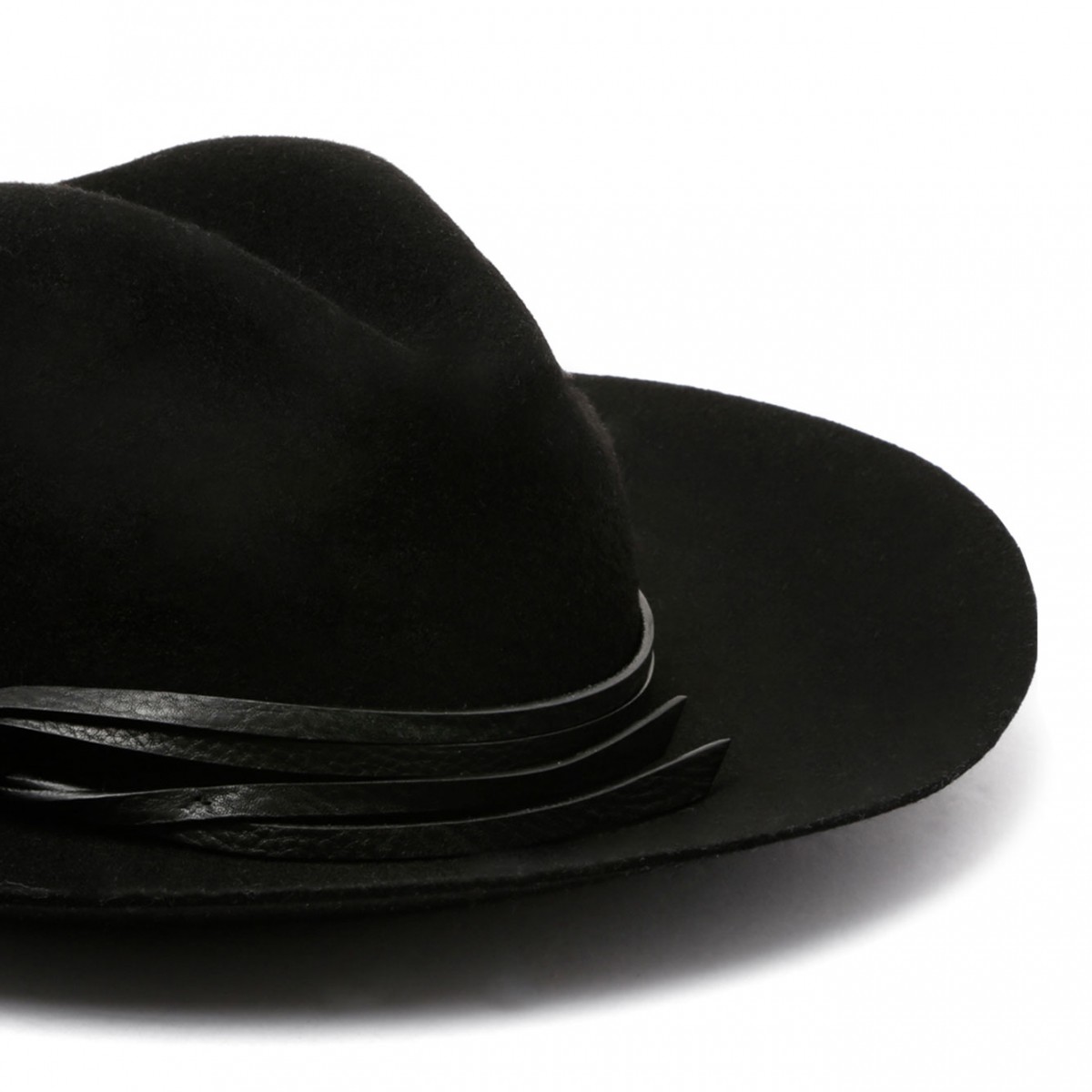 Black Hat With Leather Strap