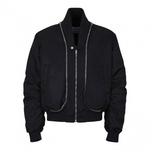 Black Short Zip-Up Bomber Jacket