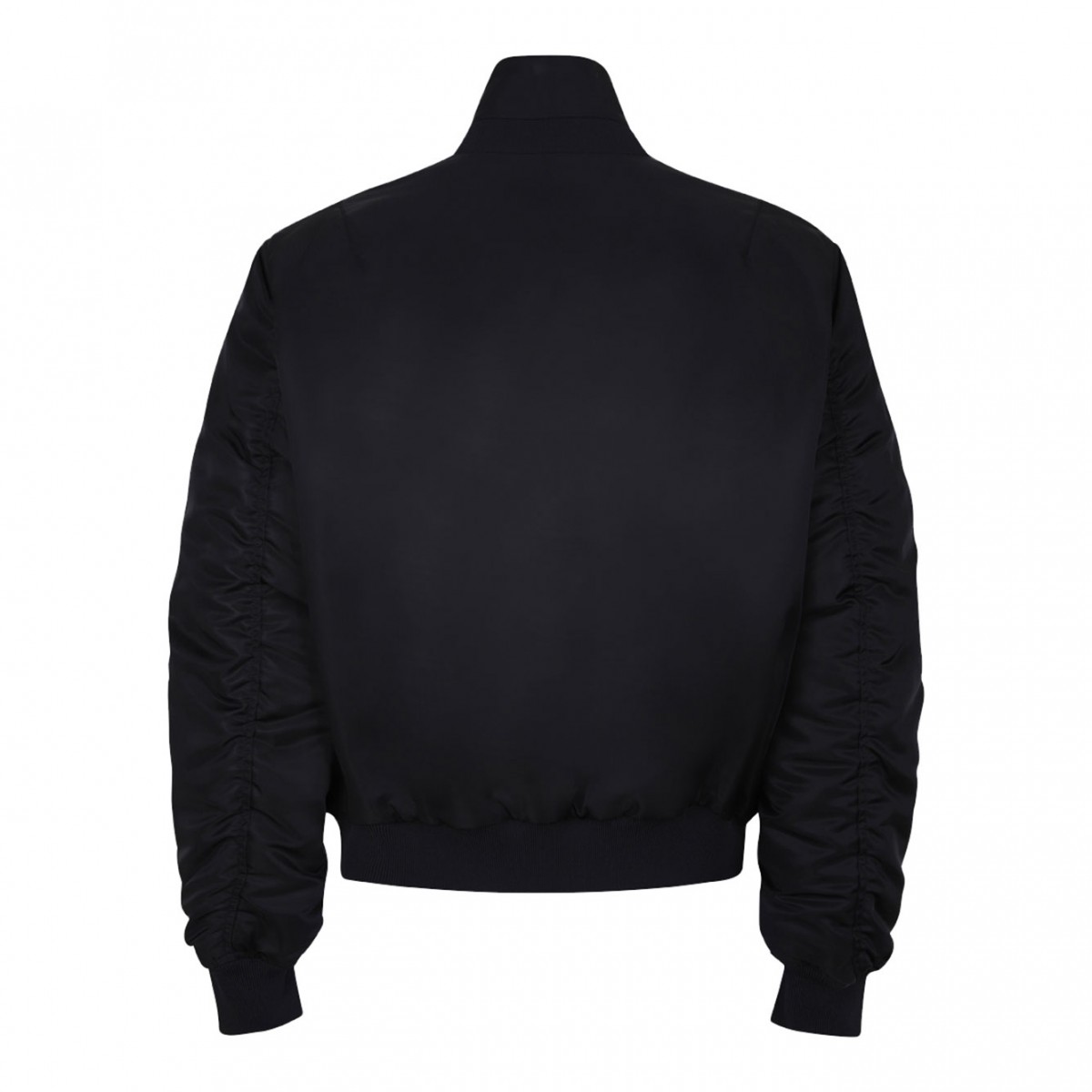 Black Short Zip-Up Bomber Jacket