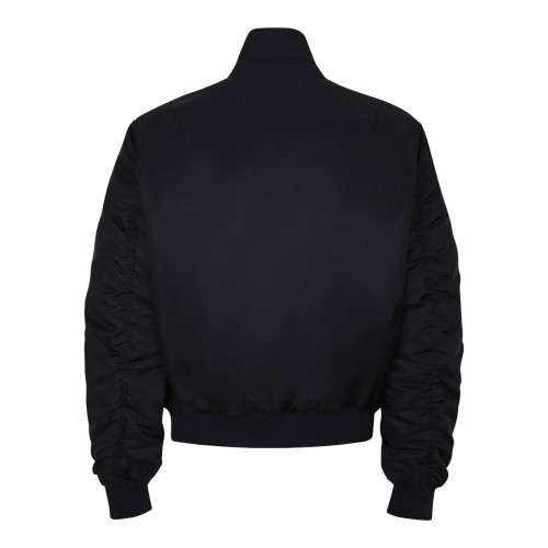 Black Short Zip-Up Bomber Jacket