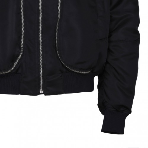 Black Short Zip-Up Bomber Jacket