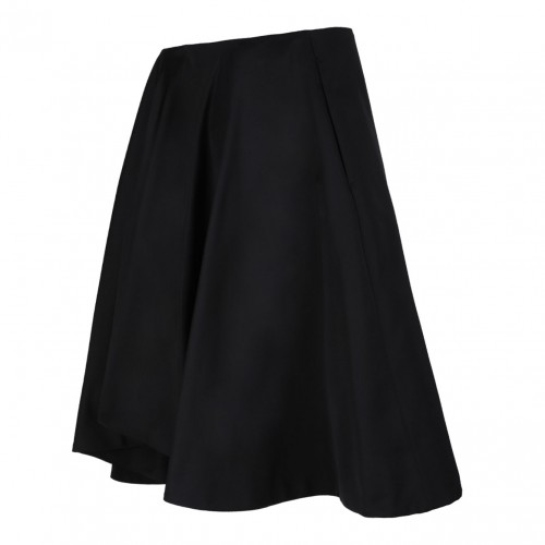 Black Flared Midi Skirt