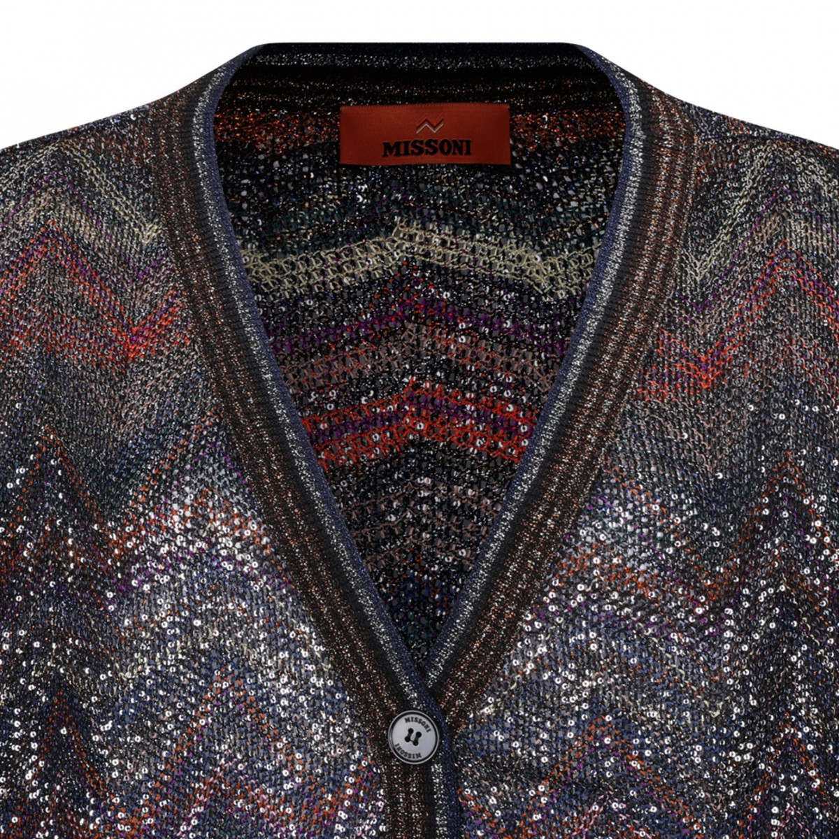 Multicolour Oversized V-Neck Cardigan With Zigzag Pattern