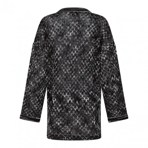 Black and Brown Crew Neck Sweater With Flame Motif 2