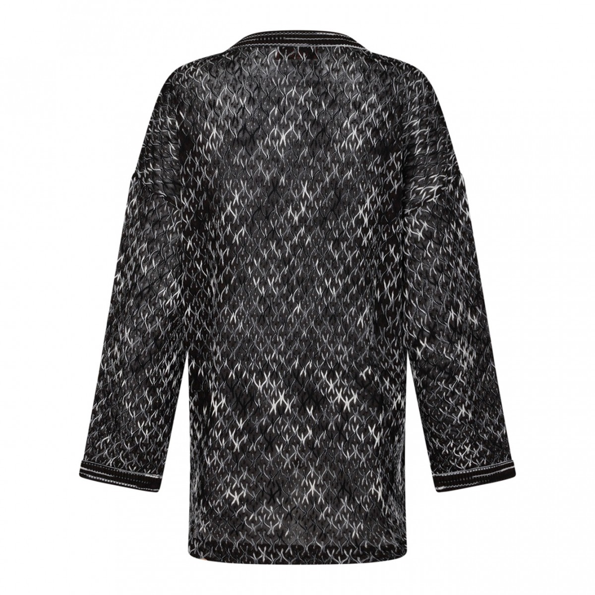 Black and Brown Crew Neck Sweater With Flame Motif