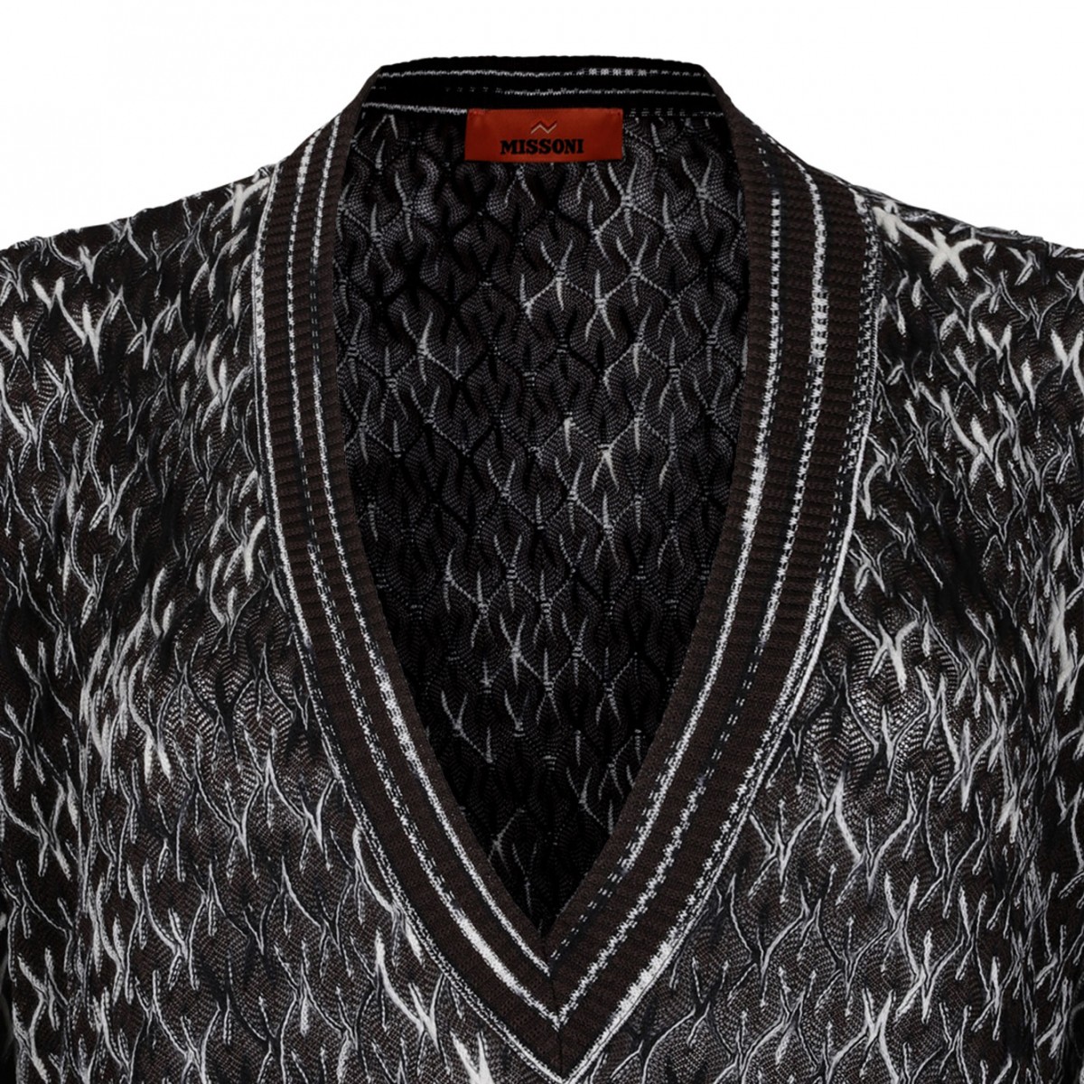 Black and Brown Crew Neck Sweater With Flame Motif