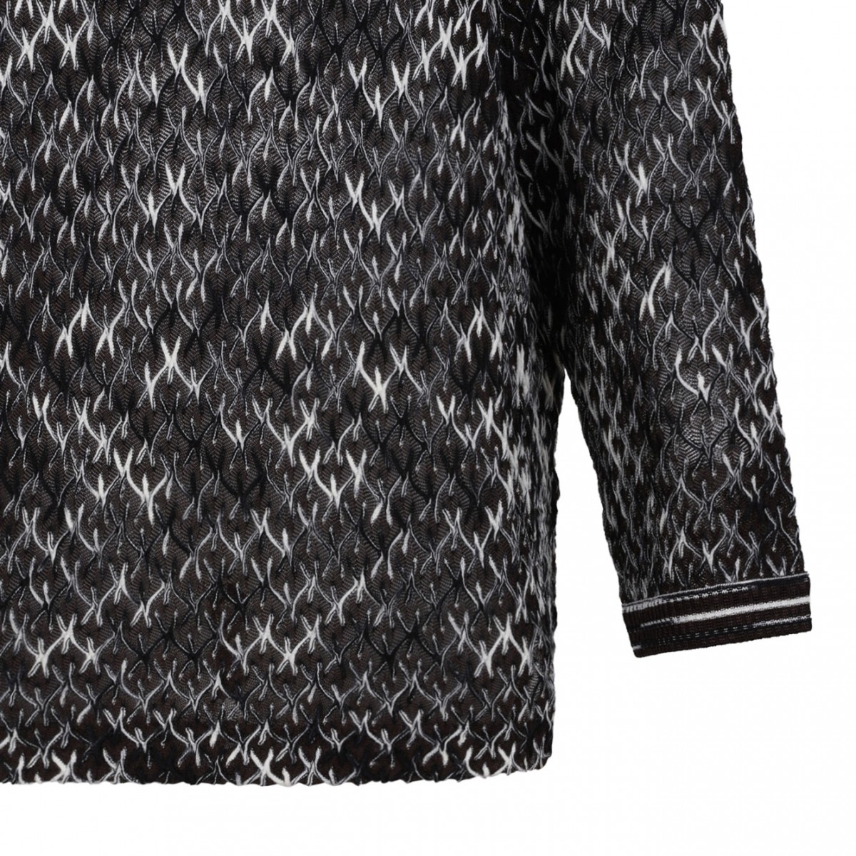 Black and Brown Crew Neck Sweater With Flame Motif