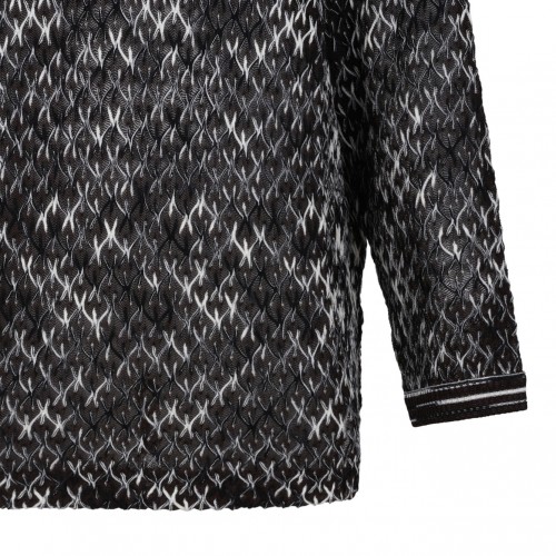 Black and Brown Crew Neck Sweater With Flame Motif